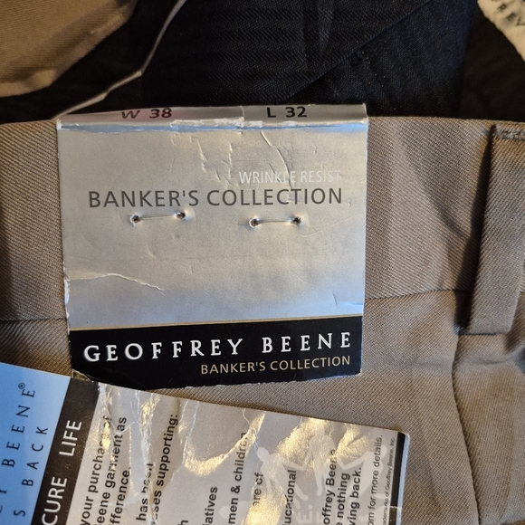 Geoffrey Beene men's size 38 x 32 Banker's Collection Tan pants, New - Picture 6 of 9